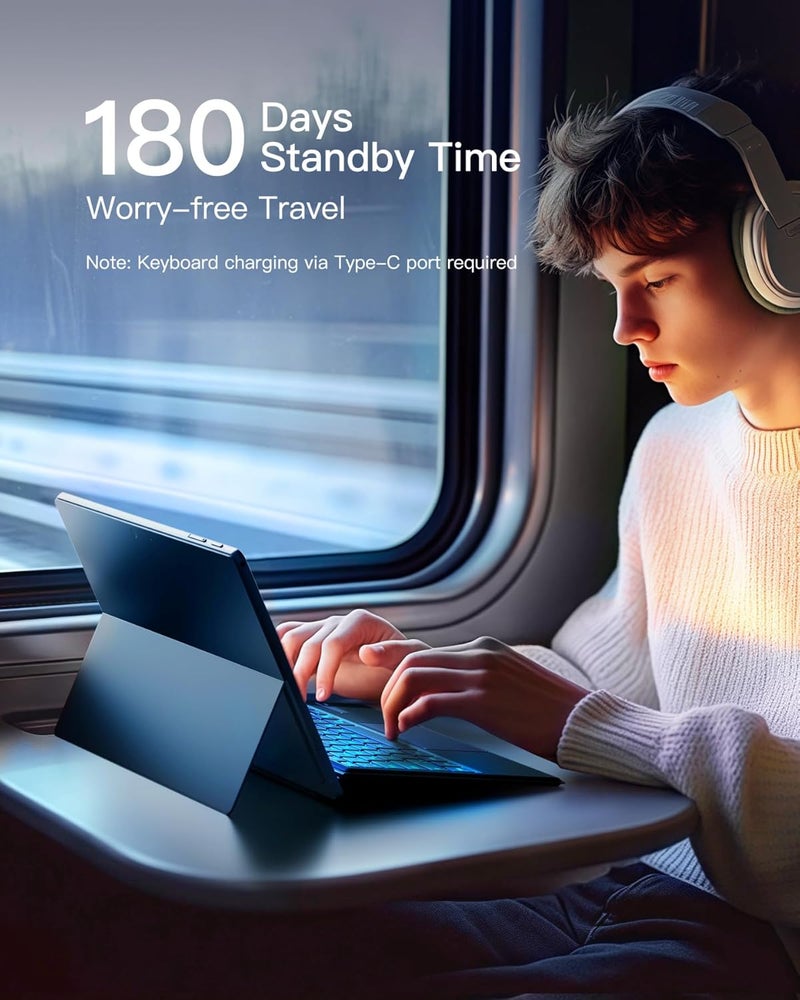 Inateck for Surface Pro 7 Keyboard with Precision Touchpad, Bluetooth 5.3, 7-Color Backlight, Compatible with Surface Pro 7/7+/6/5/4, KB02027 Black - Image 5